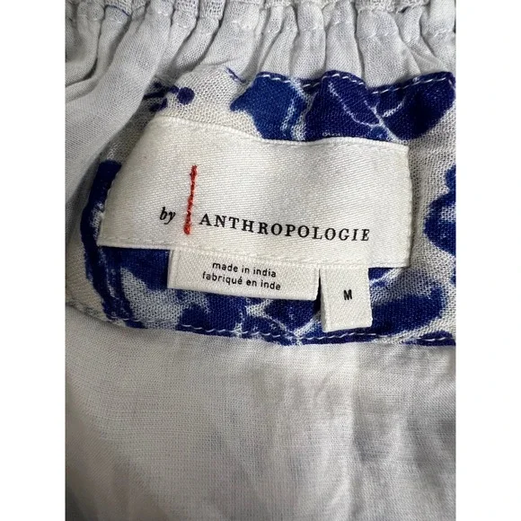 Anthropologie Clemente Blue Floral Off Shoulder Smocked Romper Jumpsuit Women M - Picture 13 of 16